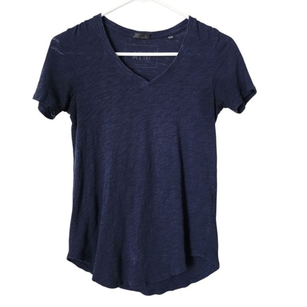 ATM Anthony Thomas Melillo Slub Jersey Cotton V-neck Tee in Navy size XS